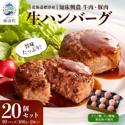 生ハンバーグ20個セット　冷凍 国産 牛肉 豚肉