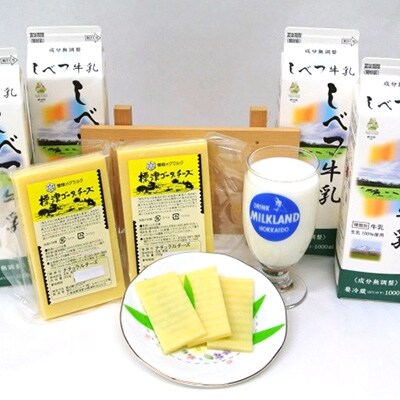 2020年9月発送開始『定期便』しべつ牛乳1L×4本・標津ゴーダチーズ250g×2袋のセット全3回