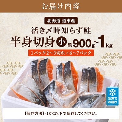 北海道道東産　活き〆時知らず鮭半身切身(小)約900g-1kg 北海道 人気 おすすめ さけ 天然