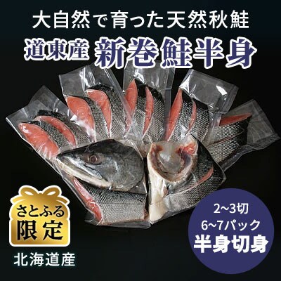 【さとふる限定】道東産新巻鮭オス 半身切身 (2~3切れ、6~7パック)