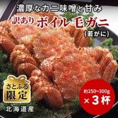 【さとふる限定】北海道産ボイル毛ガニ(若)　250-300g×3杯