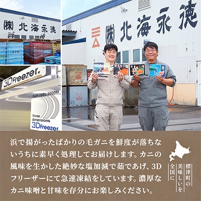 【さとふる限定】北海道産ボイル毛ガニ(若)　200-250g×3杯