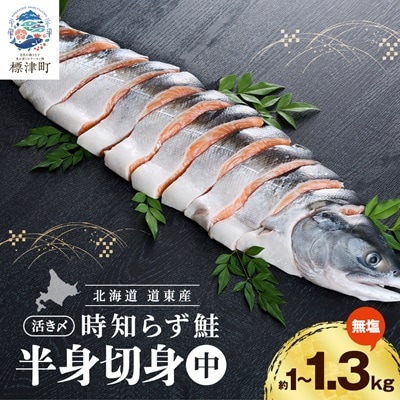北海道道東産　活き〆時知らず鮭半身切身(中)約1kg-1.3kg 北海道 人気 おすすめ さけ 天然