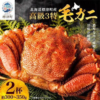 高級特特特(3とく)の毛ガニ　約300g～350g×2杯
