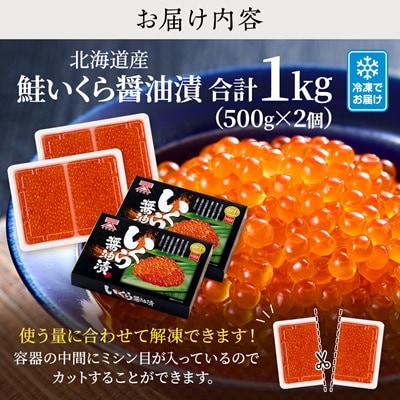 【令和6年新物】北海道産　鮭いくら醤油漬500g×2箱 イクラ 北海道 人気 おすすめ 魚卵 小分け
