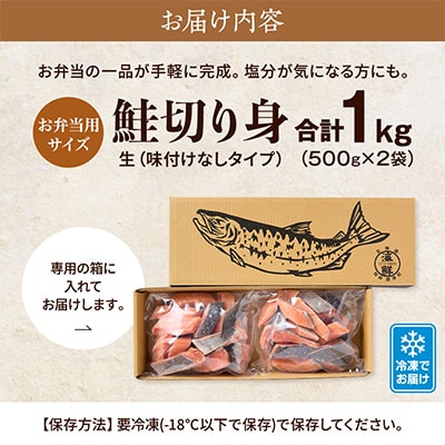 【骨抜き・カット】生鮭切り身 計1kg(500g×2袋)味付け無 北海道産 冷凍 切身 