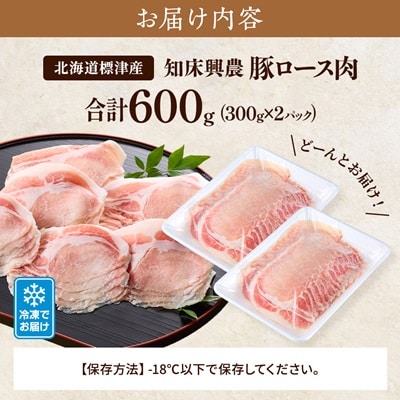 知床興農 豚ロース肉　600g(300g×2パック)　国産 スライス 北海道 放牧