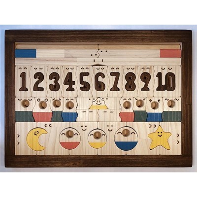 木のおもちゃ「ステージ付、コロポコ積木パズル(デラックス)1～10」