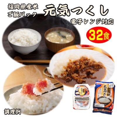 【電子レンジ対応】ご飯パック32食セット　九州福岡　元気つくし　お手軽で手間要らず常温保存(田川市)