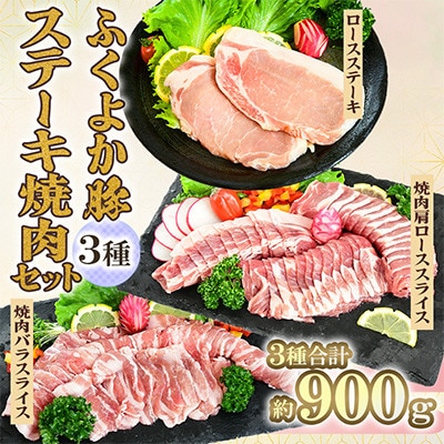 ふくよか豚　ステーキ焼肉セット　計900g(田川市)