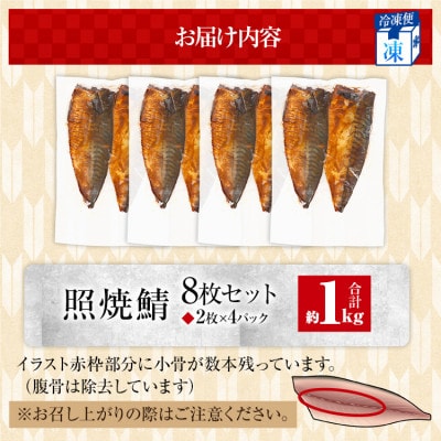 さば 照焼鯖 2枚×4P(約1kg)(田川市)