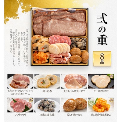 厳選オードブル 三段重おせち『肉づくし重』(6.5寸 25品 5人前 2027)(田川市)