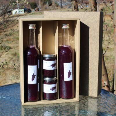 萬果園 巨峰ジュース500ml×2本&巨峰ジャム2個セット