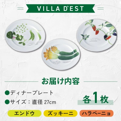 【ヴィラデストワイナリー】ベジタブルシリーズ食器　ディナープレート3枚セット