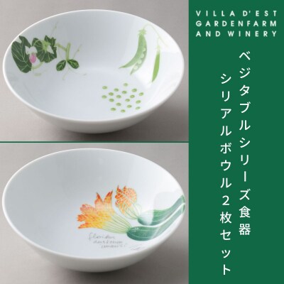 【ヴィラデストワイナリー】ベジタブルシリーズ食器　シリアルボウル2枚(エンドウとズッキーニ)セット