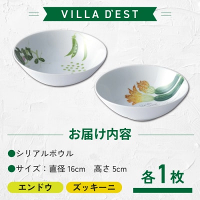 【ヴィラデストワイナリー】ベジタブルシリーズ食器　シリアルボウル2枚(エンドウとズッキーニ)セット