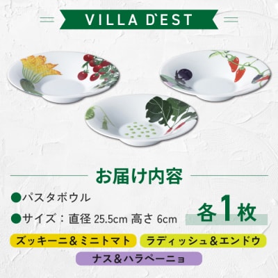 【ヴィラデストワイナリー】ベジタブルシリーズ食器　パスタボウル3枚セット