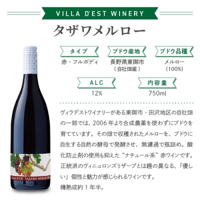 日本ワインコンクール銀賞!メルロー(赤ワイン)飲み比べ 6本セット【ヴィラデストワイナリー】