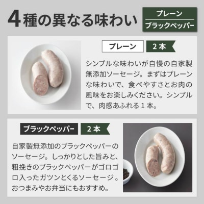 ソーセージセット(プレーン、ブラックペッパー、胡桃、チーズ)|自家製ソーセージハム男