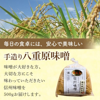 【太陽と大地】在来種大豆こうじいらず使用 手造り信州味噌「八重原味噌」500g 大桂商店