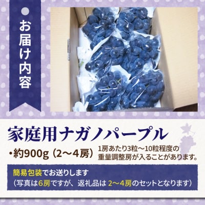 【先行受付2025年発送】家庭用ナガノパープル約900g(2~4房)|東御こもだ果樹園