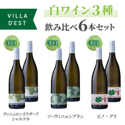 IWC&日本ワインコンクール受賞ワイン!白ワイン 辛口 3種 飲み比べ 6本セット
