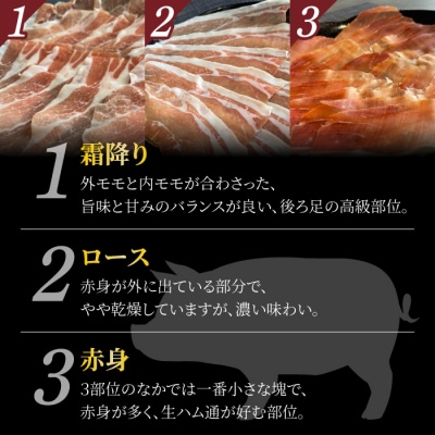 生ハム3種部位食べ比べ(霜降り、ロース、赤身) 180g【信州吟醸豚】