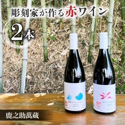 【鹿之助萬蔵】彫刻家がつくる赤ワイン2種飲み比べ(2本)|メルロー、シラー、ピノ・ノアール