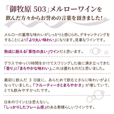 【おいしい農園】メルローワイン「御牧原503」1本