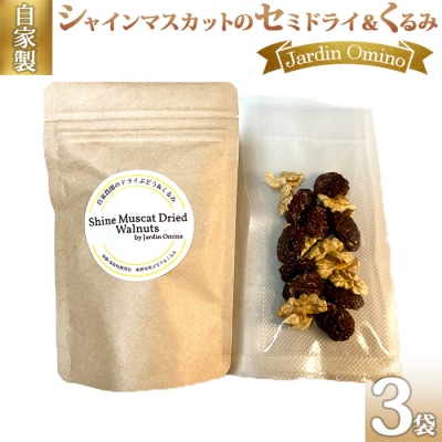 【Jardin Omino】自家製シャインマスカットのセミドライ&くるみ(45g)3袋セット