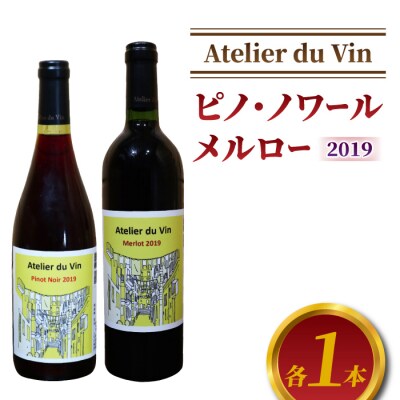 赤ワイン(ピノ・ノワール、メルロー)2019ヴィンテージセット、合計2本【アトリエデュヴァン】