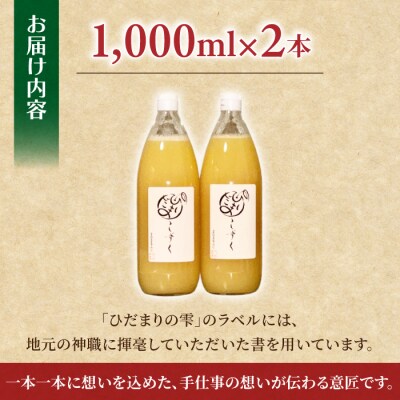 100%りんごジュース「ひだまりの雫」　1000ml×2本【花岡果樹園】