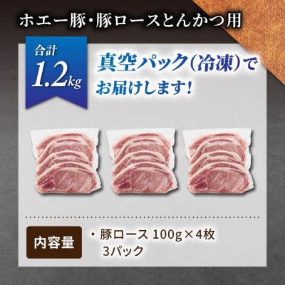 東御市産 ホエー豚 ロース(とんかつ・ソテー用)1.2kg(100g×4枚×3パック 合計12枚)