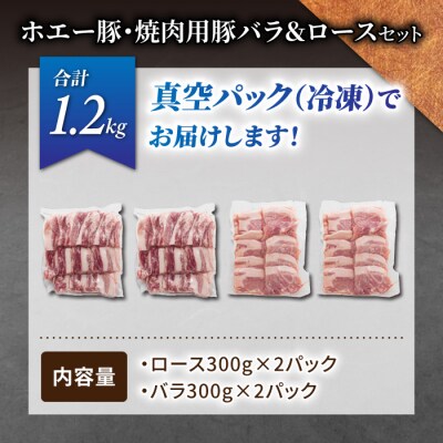 東御市産 ホエー豚 焼肉 セット1.2kg(ロース、バラ 各300g×4パック)