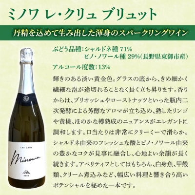 スパークリングワイン「ミノワ レ・クリュ・ブリュット」 1 本【ぼんじゅーる農園醸造所】