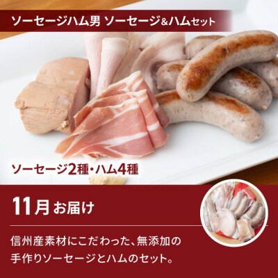 【2回定期便】高評価!シャインマスカットと無添加ソーセージ&ハムセットの定期便