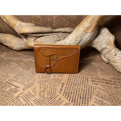 鞍型カード・名刺入れ(マチなし)キャメル