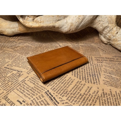 鞍型カード・名刺入れ(マチなし)キャメル