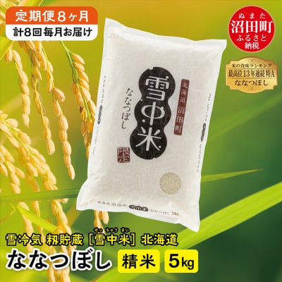 【定期便8ヶ月】11月発送開始 ななつぼし精米5kg 計8回毎月お届け 令和7年産 北海道 雪中米