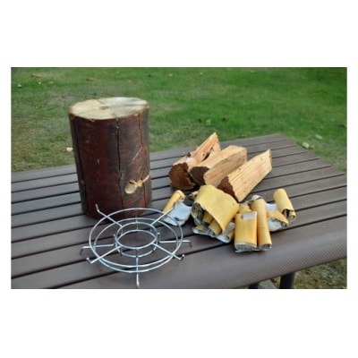 スウェーデントーチ(モデル「キャンドル」)白樺樹皮・五徳・追いだき用カラマツ薪付き n-0085