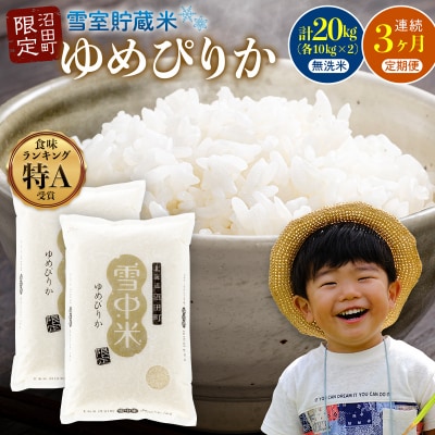 【2026年6月発送開始】令和7年度産 ゆめぴりか 無洗米20kg 3か月連続定期便 nr-1396