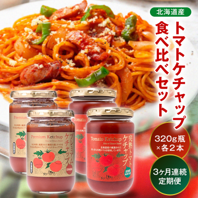 【定期便】トマトケチャップ食べ比べ【320g瓶×2本ずつ×3ヶ月】n-0238