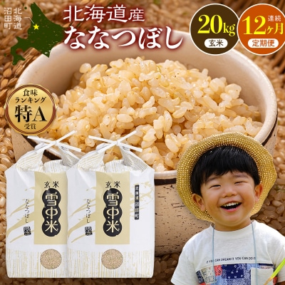 令和8年産【定期便12ヶ月】ななつぼし 玄米 20kg 【6月発送】 nr-3727