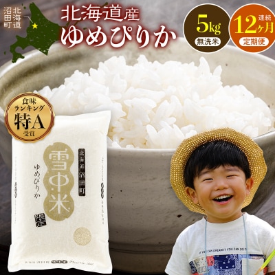 令和8年産【定期便12ヶ月】 ゆめぴりか 無洗米 5kg 【5月発送】 nr-3758