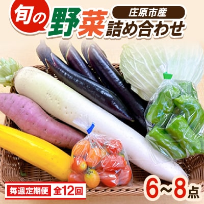 【毎週定期便】道の駅たかのスタッフ厳選!庄原市産「旬」の野菜詰め合わせ(6～8点)全12回