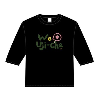 宇治茶大好き大使　抹茶ーず。デザイン「We Love Uji-cha」五分袖シャツ(BLK・L)