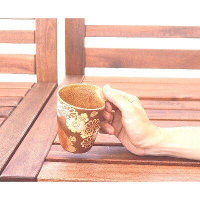 宇治笠取焼き マグカップ(菊)2点セット