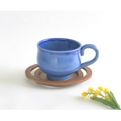 笠取焼き　瑠璃色の海のコーヒーカップ