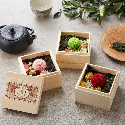 【お花とお茶葉のアレンジメント】茶和花(宇治駅)レッド