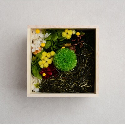 【お花とお茶葉のアレンジメント】茶和花(宇治駅)グリーン4寸